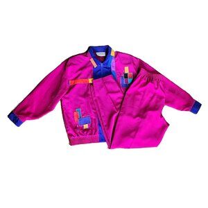 Peter Popovitch Outfit Set Womens Sz SP Small Petite Purple Blue Yellow Vintage